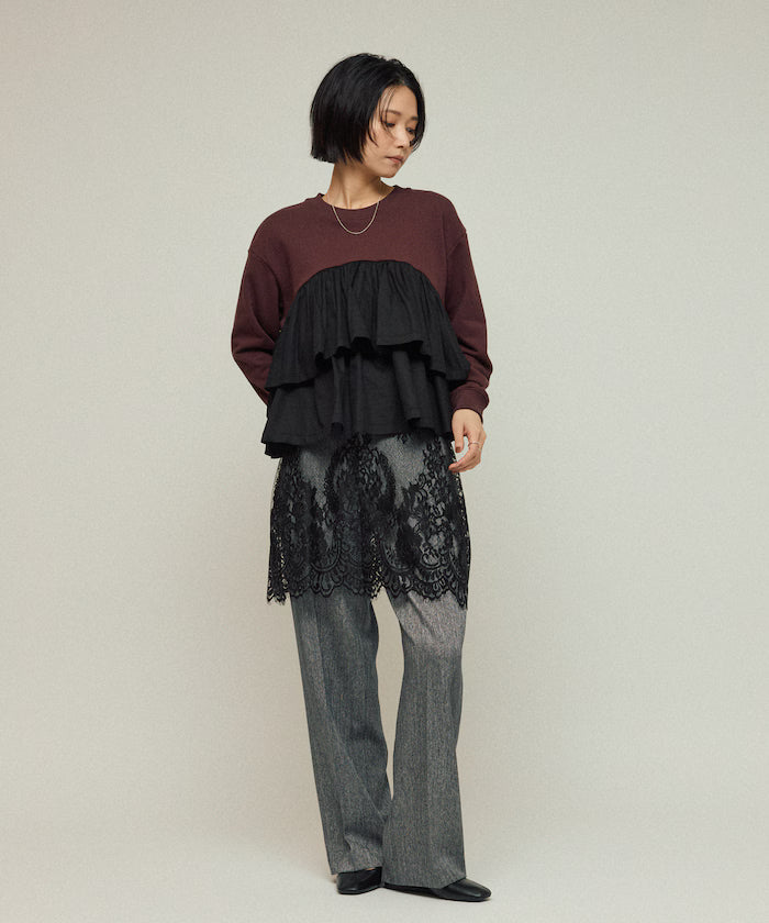 Organic Cotton Docking Frill Sweat / Relaxed Fit / Backed Sweat