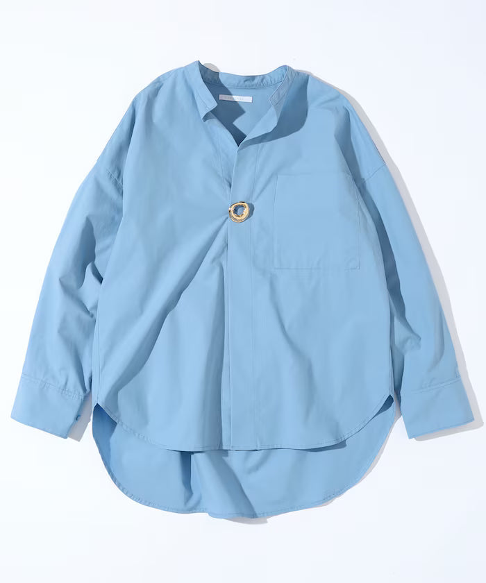 Oversized Long Sleeve Brooch Shirt