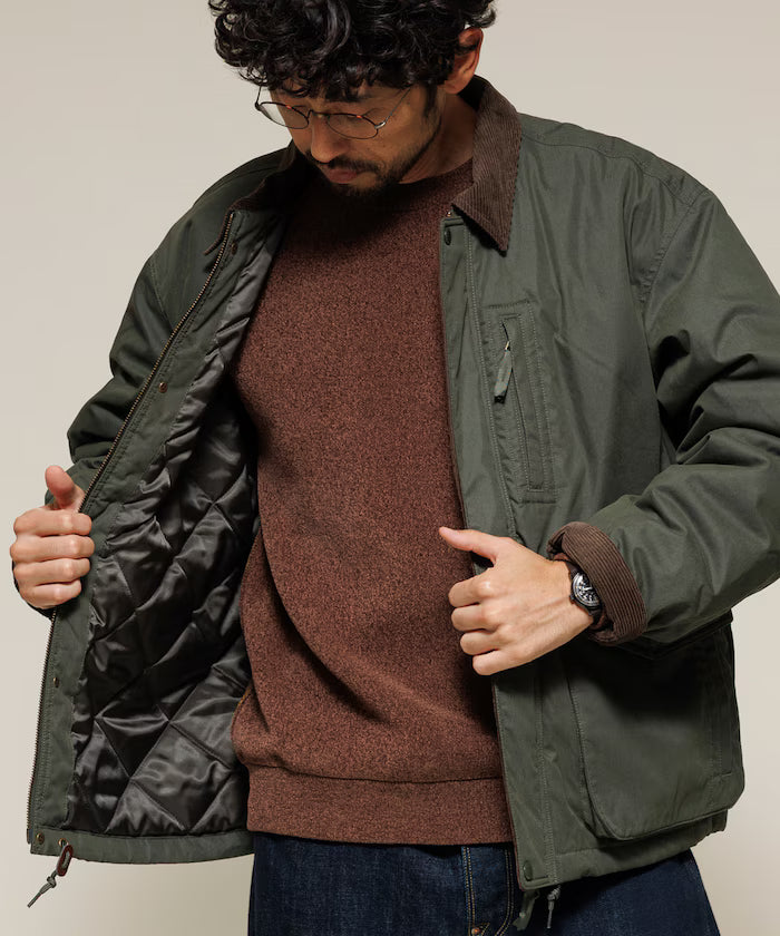 Corduroy panel cotton nylon blouson