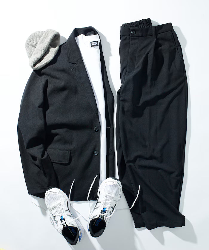 Relaxed Fit Comfortable Setup/Tailored Jacket/Easy Pants/Oversize [Limited Edition] - Black