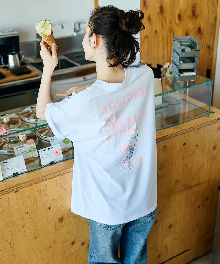 HOLIDAY ICECREAM×FREAK'S STORE Collaboration Big Silhouette Back Print Crew Neck T-Shirt [Limited Edition]