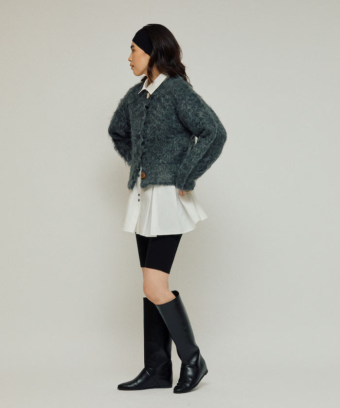 Variation Button Shaggy Knit Cardigan