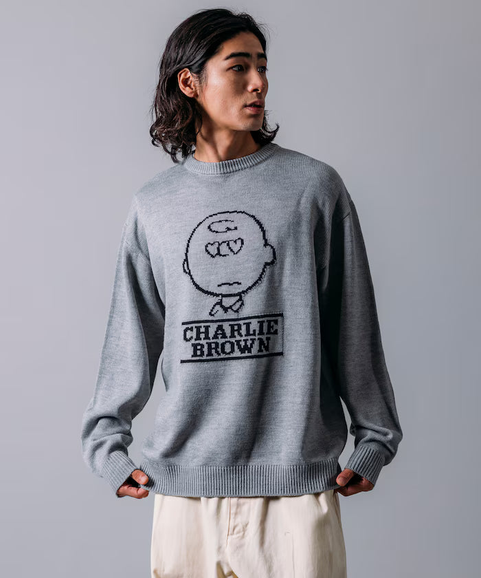 PEANUTS/Peanuts Exclusive Relaxed Fit Jacquard Crewneck Knit / Charlie Brown [Limited Edition]