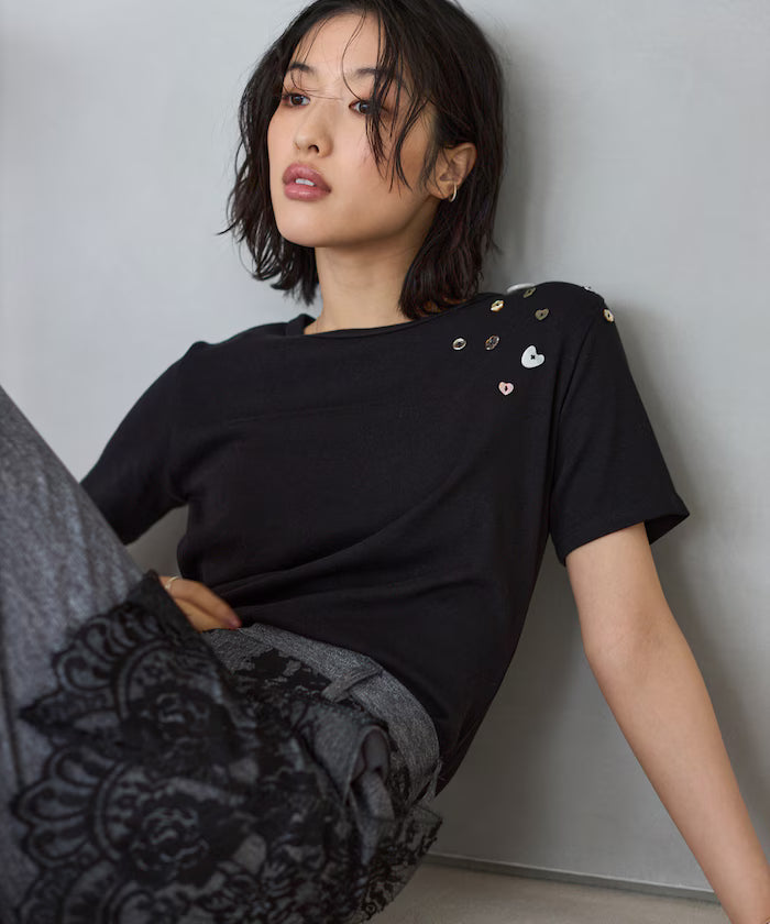 Many Button Cotton Modal Short Sleeve T-Shirt