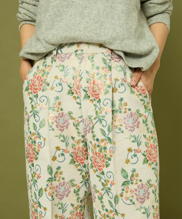 Flower Jacquard Wide Pants