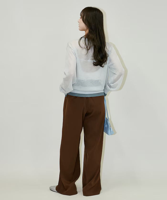 Washable Linen Color Block Sheer Knit Cardigan Limited Edition