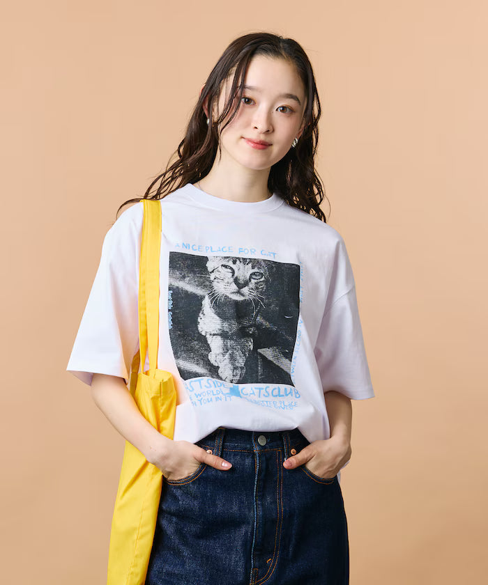 Big Silhouette Back Print Crew Neck T-Shirt / CAT Photo 【Limited Edition】