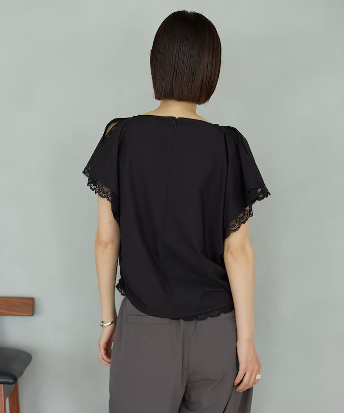 Handkerchief Sleeve Shirring Blouse