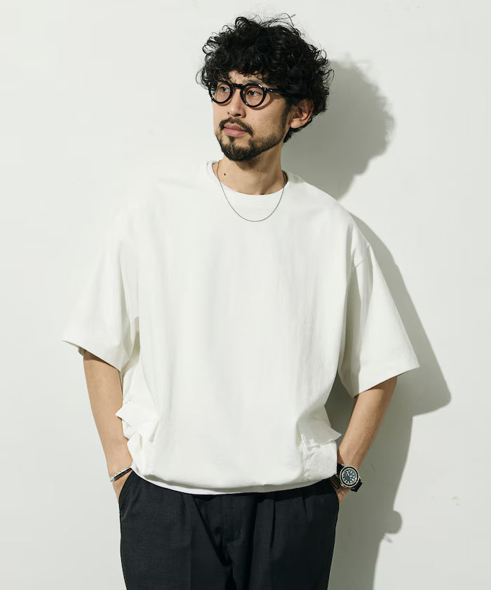 6 oz Side Pocket Spindle Short Sleeve T-Shirt / Big Silhouette - White