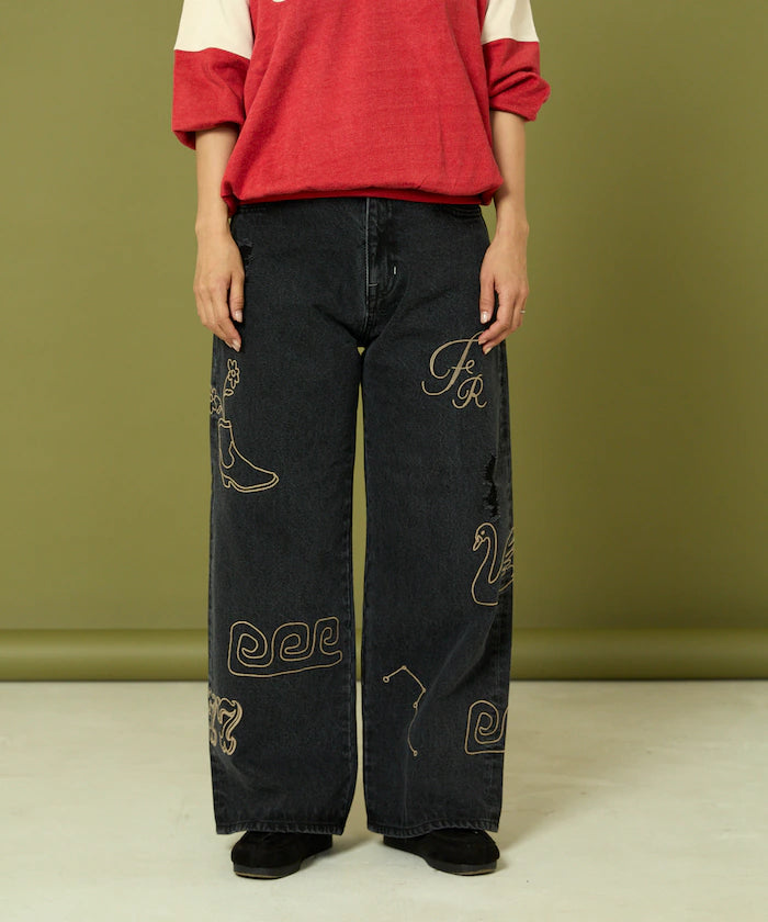 Chain Stitch Wide Denim