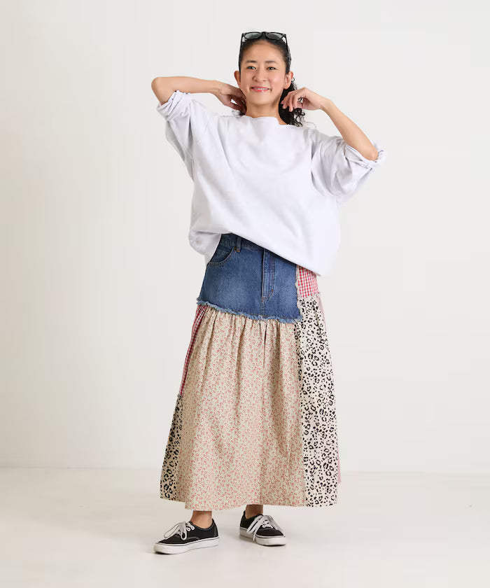 Flower & Check Docking Skirt