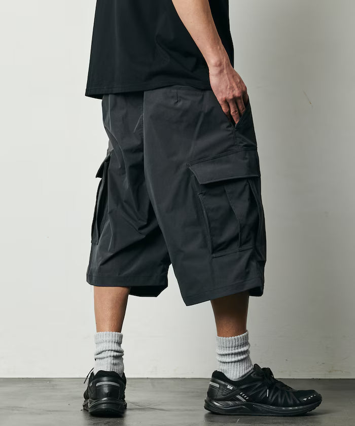 Quick Dry Fabric Wide Silhouette Poly Rip Cross Short Cargo Pants/UV Cut/Quick Dry 【Limited Release】
