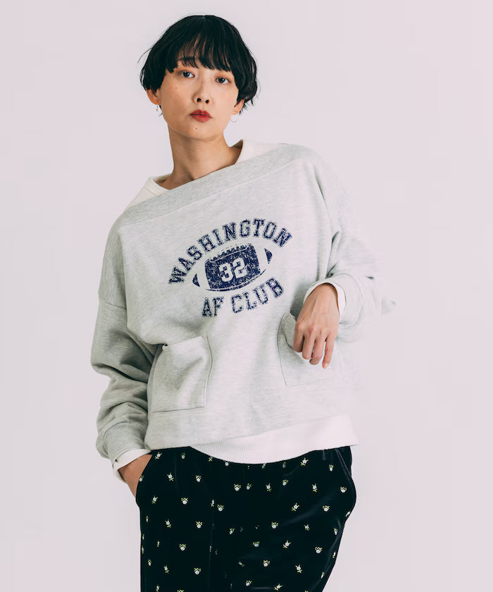 Boat Neck Short Sweatshirt