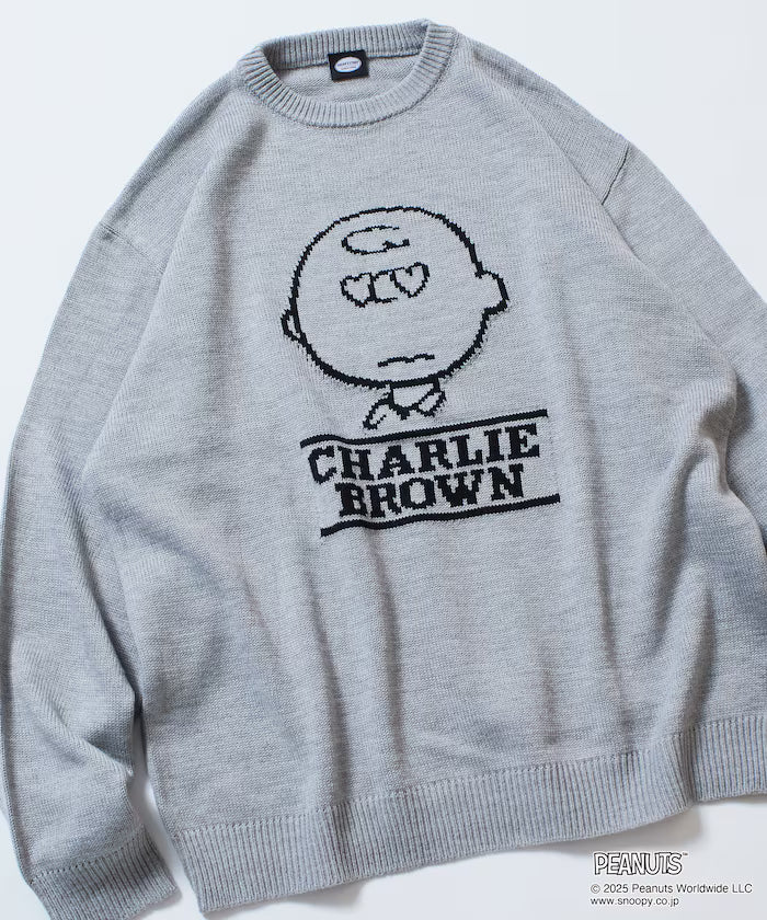 PEANUTS/Peanuts Exclusive Relaxed Fit Jacquard Crewneck Knit / Charlie Brown [Limited Edition]