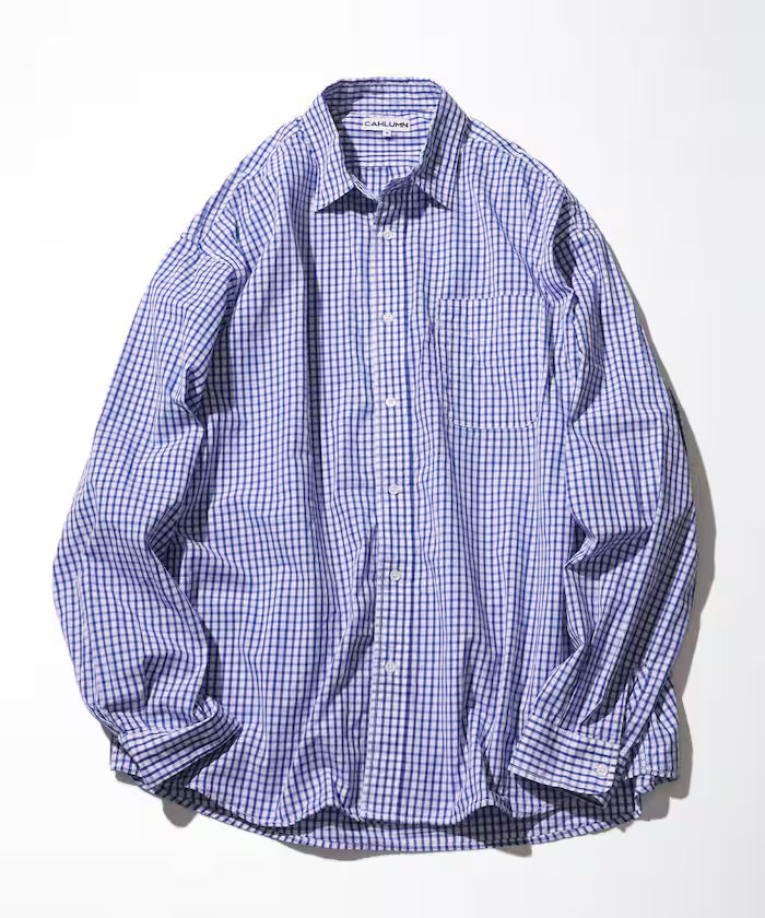 Magazine Pocket Broad Shirt(Gingham) - Blue