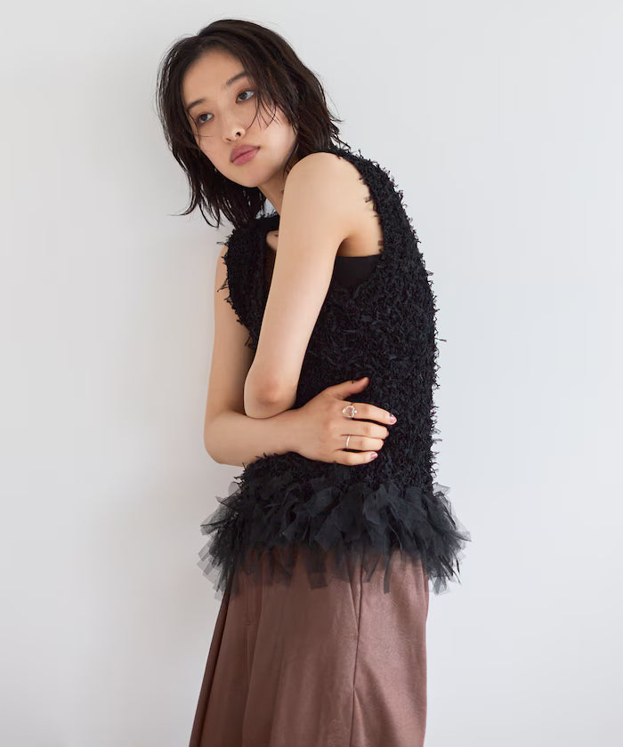 2WAY Fringe Hem Knit Vest
