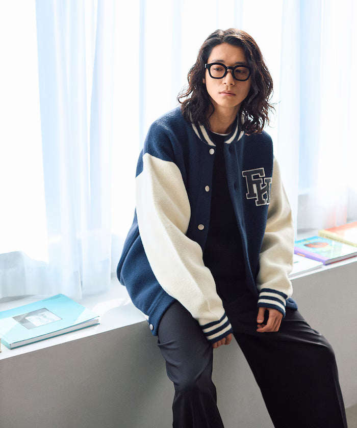 Relaxed Fit Logo Knit Varsity Jacket