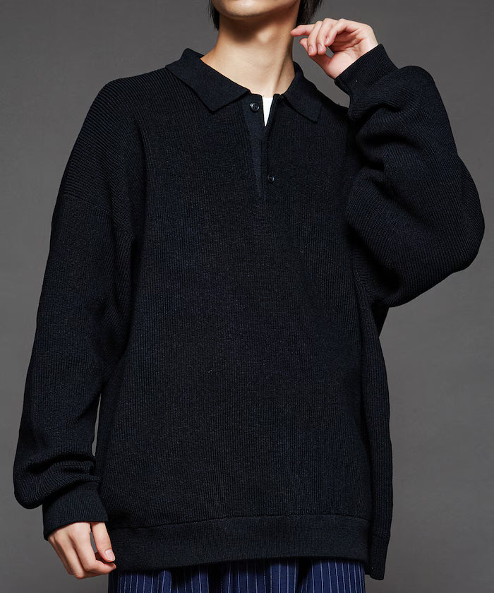 Relaxed Fit Cable Knit Polo Color Knit [Limited Release]
