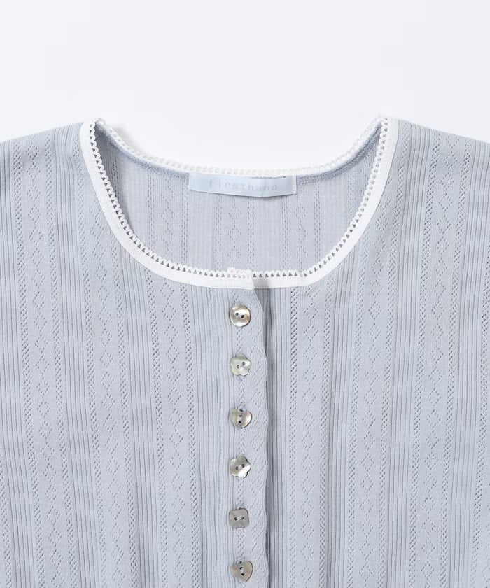 Henry Neck Knitted Lace T-Shirt