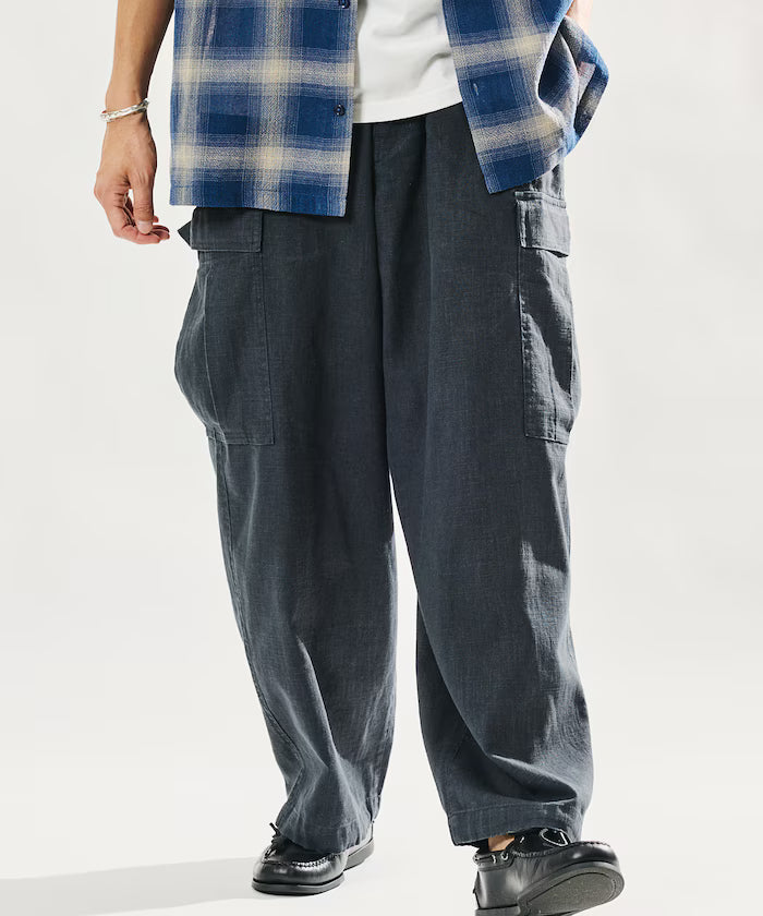 LINEN COTTON EASY CARGO PANTS 【Compatible with Set-Up】
