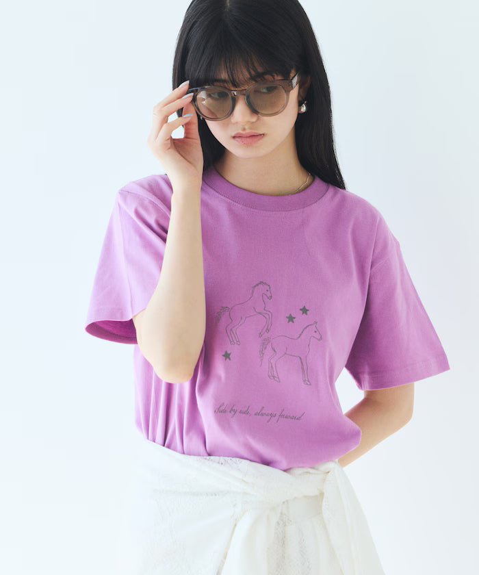Comfortable Horse Print Crew Neck T-Shirt