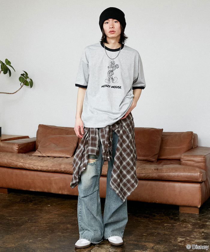<Functional Material>Mickey Mouse/Sketch Ringer T-Shirt Limited Edition