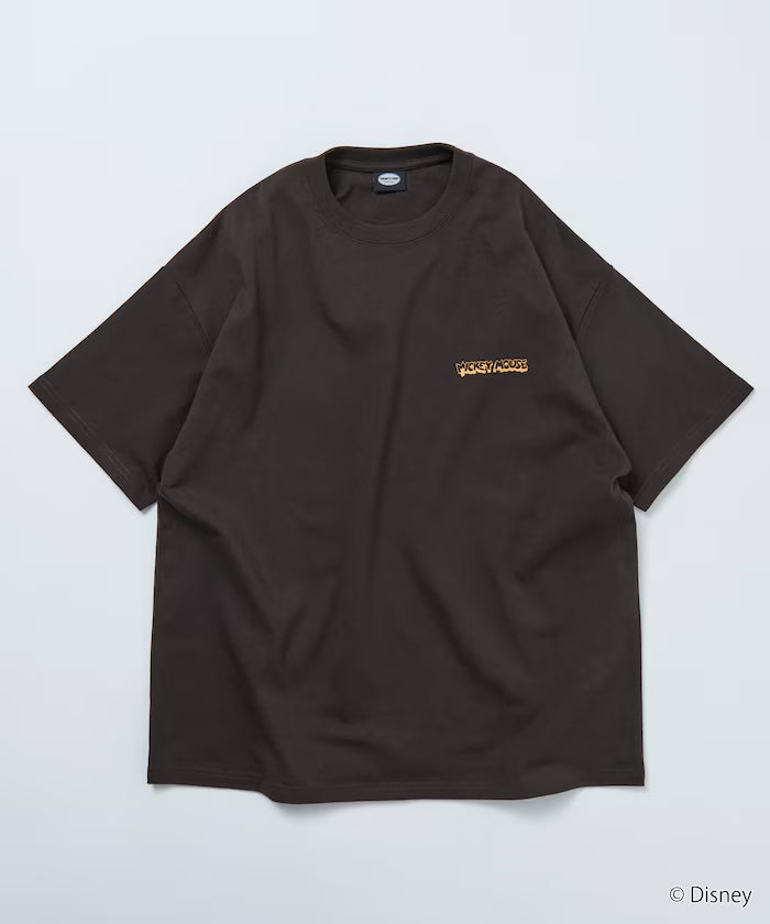 DISNEY/Mickey Mouse/Monochrome Back Print Crew Neck T-Shirt/Scene [Limited Edition]