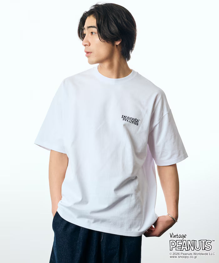 PEANUTS/Peanuts Exclusive Big Silhouette Back Print Crew Neck T-Shirt/Records [Limited Edition]