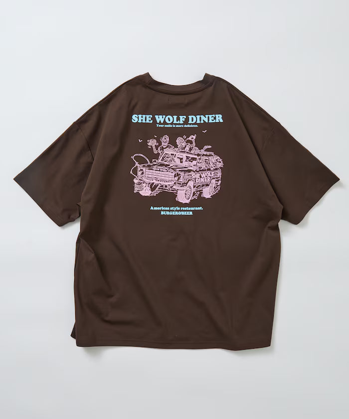 Limited Release SHE WOLF DINER × FREAK'S STORE Shewolf Diner Exclusive Big Silhouette Back Print T-Shirt Antibacterial Odor Resistance Quick Dry