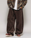 Wide Silhouette One Wash Curve Corduroy Pants - Brown