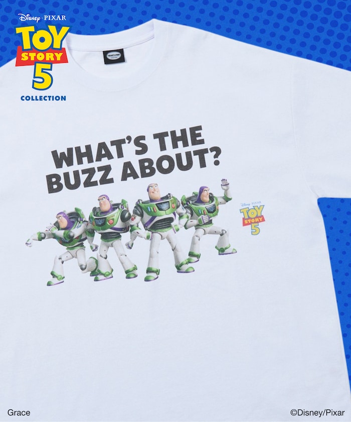 [Sales start on May 22 at 12:00] 'Toy Story 5' Design Exclusive Character Crew Neck Printed T-Shirt [Limited Edition] - White Buzz