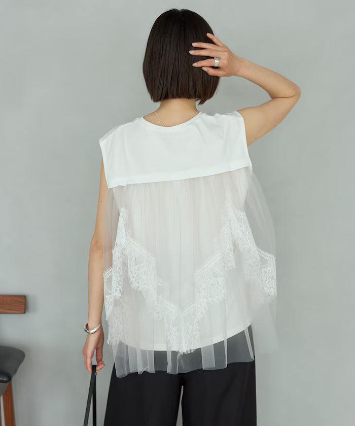 Organic Cotton Tulle Lace Docking Top