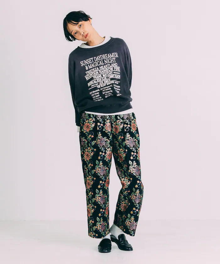 Flower Jacquard Wide Pants