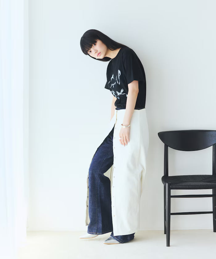 Comfortable Ribbon Print Crew Neck T-shirt