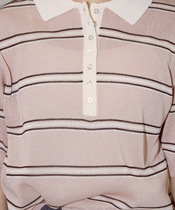 Sheer Border Short Sleeve Polo Summer Knit Limited Release