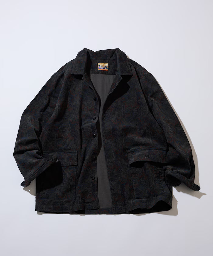 All-over print light corduroy shirt jacket [compatible with set-up]