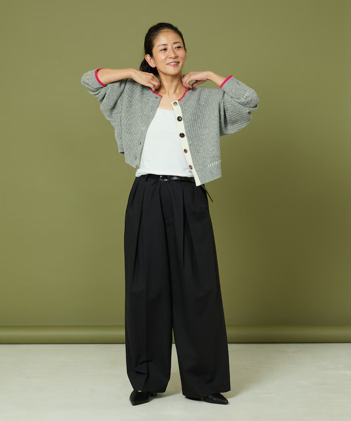 Short Length Color-block Knit Cardigan