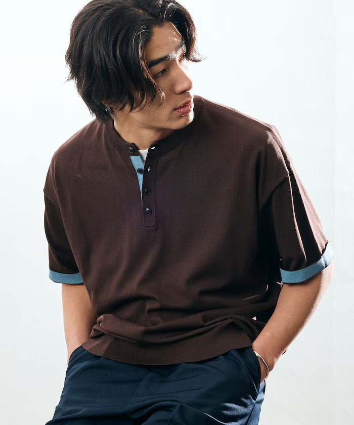Relax Fit Relax Fit Cool Touch Color Block Henry Neck Pullover 【Limited Edition】