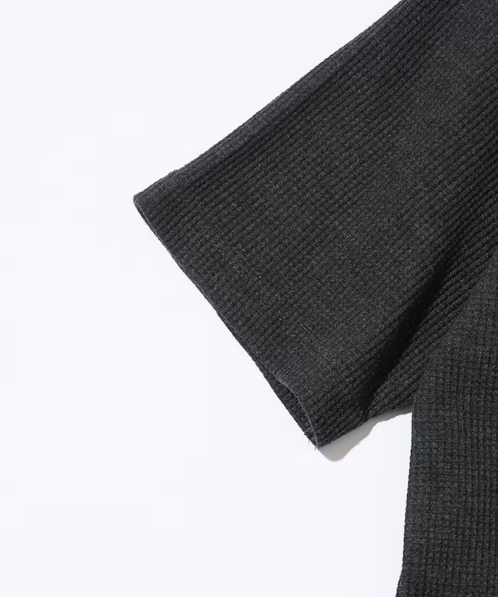 Waffle Fake Layered Henry Neck T-Shirt