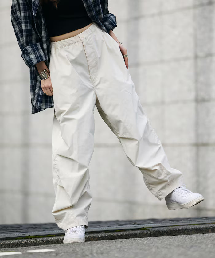 Quick Dry Fabric Wide Silhouette Poly Rip Cross Military Circus Pants/UV Cut/Quick Dry 【Limited Edition】