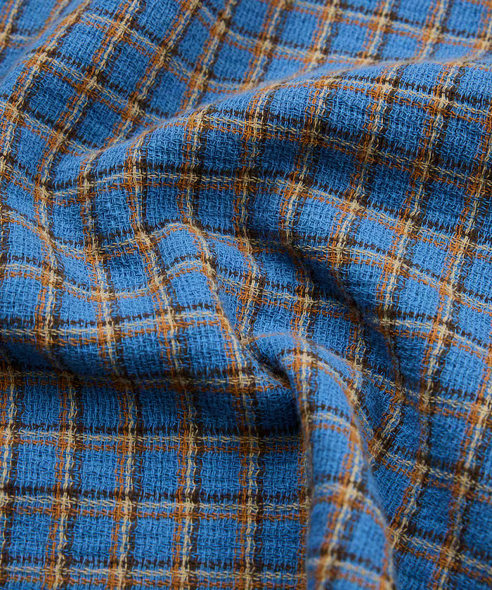 AUSTRALIAN COTTON Open Collar Check Shirt Short Sleeve