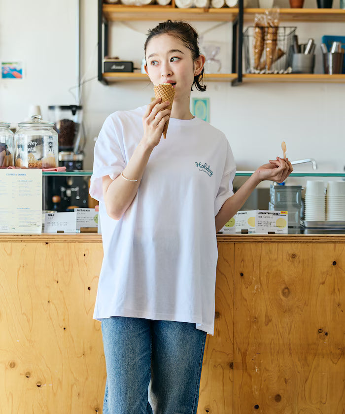 HOLIDAY ICECREAM×FREAK'S STORE Collaboration Big Silhouette Back Print Crew Neck T-Shirt [Limited Edition]