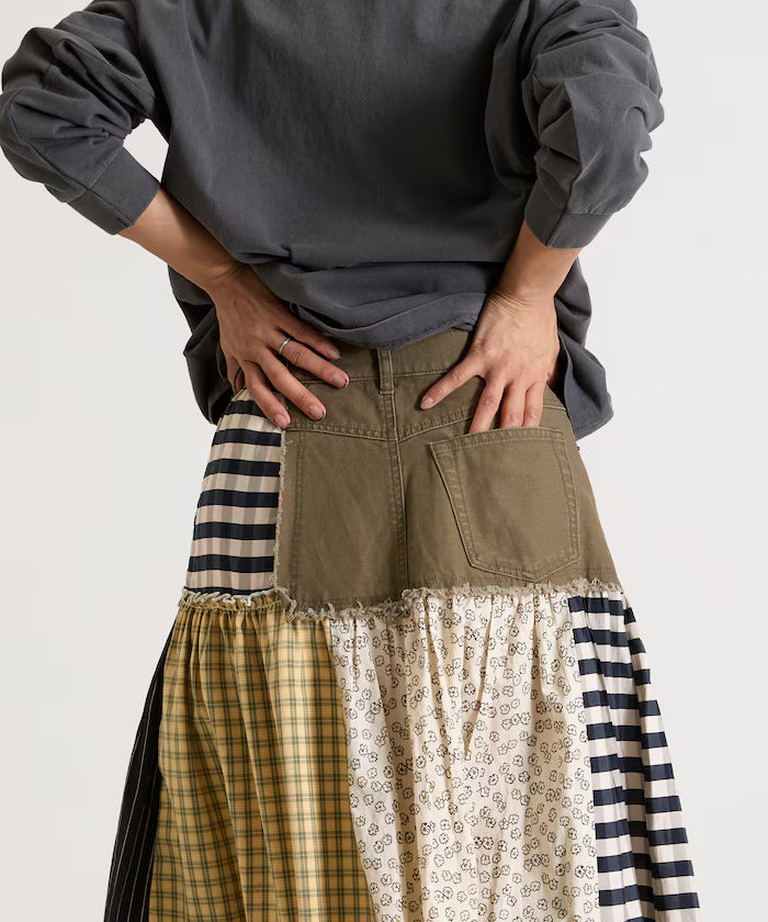 Flower & Check Docking Skirt