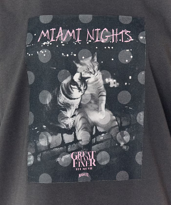 <Functional Material> MIAMI NIGHTS Cat Photo T-shirt Limited Edition