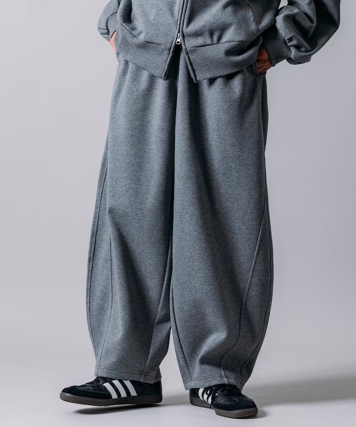 Wide Silhouette Bonding Barrel Leg Sweatpants 【Limited Edition】 - Charcoal Gray