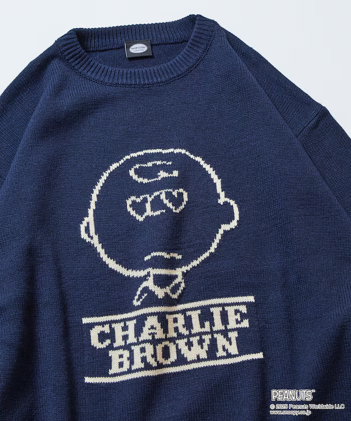 PEANUTS/Peanuts Exclusive Relaxed Fit Jacquard Crewneck Knit / Charlie Brown [Limited Edition]