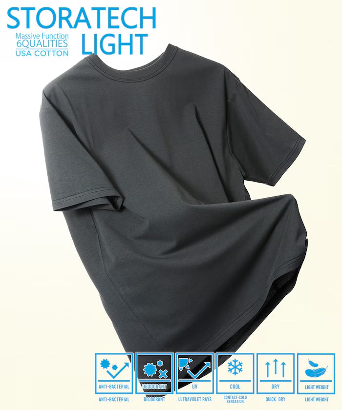 STORATECH Lightweight Basic Silhouette T-Shirt/Antibacterial/Odor-resistant/Antimicrobial/UV Protection/Contact Cooling/Moisture-wicking 【Limited Edition】 - Charcoal