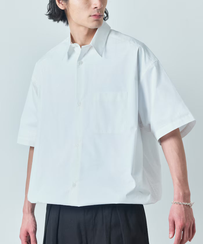 Wide silhouette spindle regular collar short sleeve shirt / hem code [limited edition]