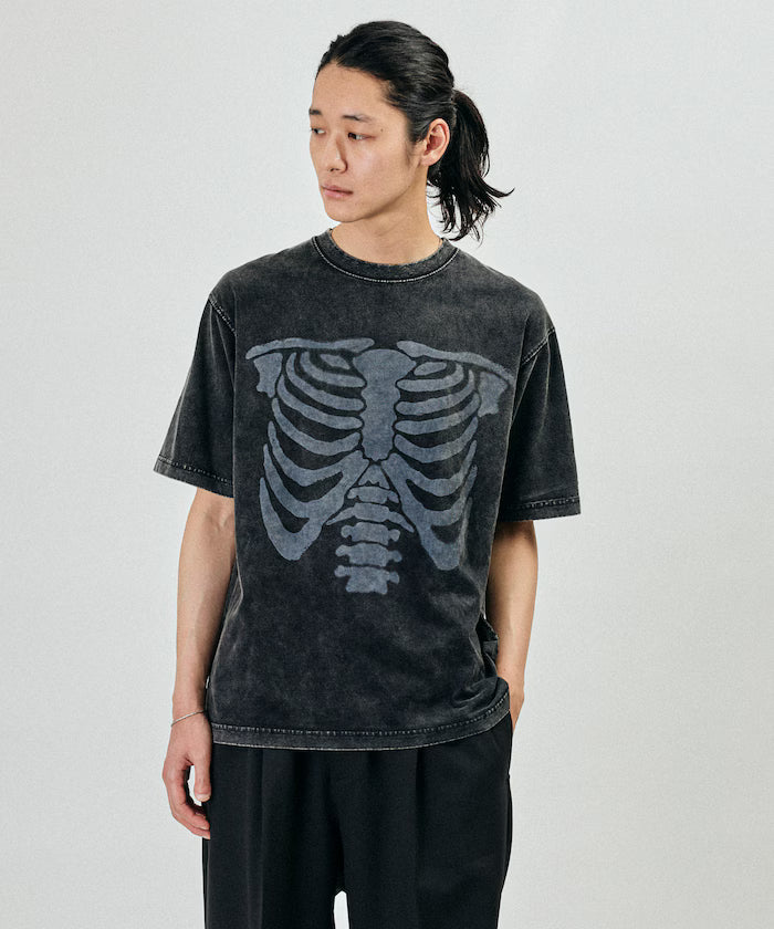 Bone Print Powder Bleach Crew Neck T-Shirt