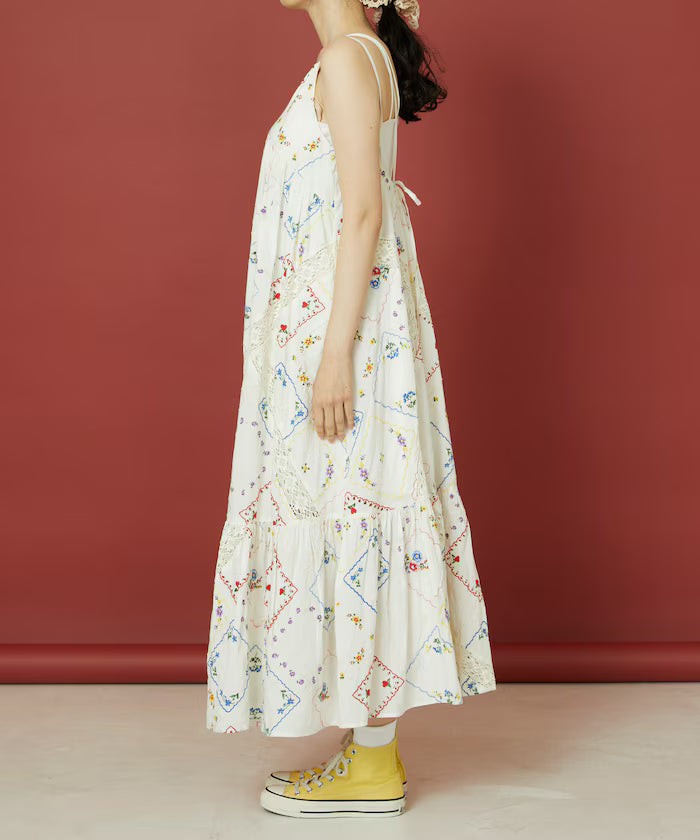 Flower Handkerchief Embroidered Camisole Dress